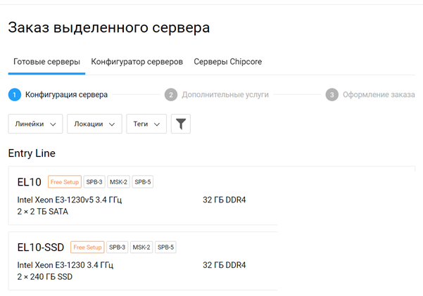Заказ сервера готовой конфигурации